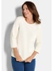 GOLDNER Halbarm Baumwollpullover mit Struktur in cremeweiß