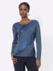 creation L Langarm-Pullover in rauchblau-marine-bedruckt