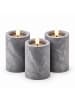 relaxdays 3 x LED Kerzen in Grau - (H)16,5 x Ø 7,5 cm