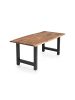 SalesFever Esstisch 180x90 cm Platte Massivholz Akazie Baumkante mit H-Gestell in Schwarz
