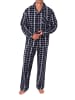 NORMANN Lange Flanell Schlafanzug Pyjama kariert - 88131 in marine/rot
