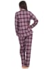 NORMANN Flanell Pyjama Schlafanzug langarm Knopfleiste und Reverskragen - 50118 in beere