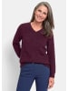 GOLDNER Strickpullover mit V-Ausschnitt in bordeaux