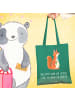 Mr. & Mrs. Panda Schultertasche Eichhörnchen Blume mit Spruch in Mint
