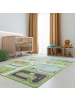 KADIMA DESIGN Teppich Kinder Flachgewebe Spielstraße Antirutsch Kinderzimmer in Grün