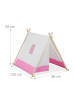 relaxdays Tipi Zelt in Weiß/ Rosa - (B)120 x (H)92 x (T)86 cm