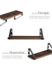 tectake 3er Set Wandregal Cowell Höhe 12 cm, Industrial Holz dunkel, rustikal