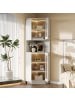ABRIHOME Badschrank in Weiß 45x45x166,5 cm mit Lichtleiste Eckschrank