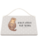 Mr. & Mrs. Panda Holztafel Otter Muschel mit Spruch in Grau Pastell
