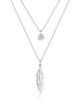 Elli Halskette 925 Sterling Silber Boho, Feder in Silber