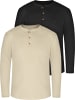 normani 2er Set Herren Langarm Shirts aus Bio-Baumwolle Neuville in Beige/Schwarz