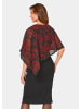 GOLDNER Festliches Kleid mit feinem Chiffonüberwurf in schwarz / rot / geblümt