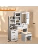ABRIHOME Schminktisch in Weiß mit LED Spiegel Hocker 4 Schubladen 85x36x130 cm