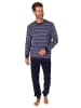 NORMANN Frottee Pyjama Schlafanzug lang Bündchen Streifen - 67723 in rot