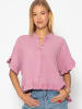 SASSYCLASSY Musselin Bluse mit Rüschensaum in Rosa