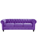 Beliani 3-Sitzer Sofa CHESTERFIELD in Violett/Braun - (W) 202 x (H) 70 x (L) 75 cm