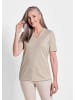GOLDNER Shirt Braunes Halbarm-Shirt mit Glanzeffekt in beige