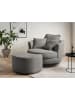 Furn.Design Drehsessel grau Web-Velours, XL Sessel 360° drehbar inklusive 3 x Kissen