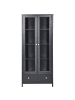 Beliani Vitrine NORNALUP in Schwarz - (W) 80 x (H) 180 x (L) 35 cm