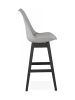 KADIMA DESIGN Hochstuhl Küchenhocker aus Holz und Kunststoff | Modern Skandi in Grau-Schwarz