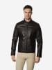 KOROSHI Biker-leder-effektjacke in Marron oscuro / dunkelbraun