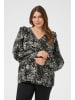 KAFFE curve Bluse langarm KCalicia Regular fit in Black/Grey Abstract Graphic