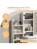 ABRIHOME Schminktisch in Weiß mit LED Spiegel Hocker 4 Schubladen 85x36x130 cm