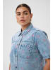 KAFFE curve Hemd KCbrandi Loose fit in Blue Denim/Pink Flower Emb.