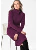 GOLDNER Kurzgröße:  Strickkleid mit raffiniertem asymmetrischem Kragen in beere
