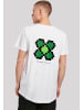 F4NT4STIC Long Cut T-Shirt Silvester Happy New Year Pixel Kleeblatt in weiß