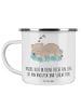 Mr. & Mrs. Panda Emaille Tasse Alleine schlafen lernen mit Spruch in Weiß
