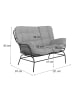 MCW 2er-Gartensofa P75, Dunkelgrau Polster hellgrau