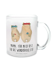 Mr. & Mrs. Panda Glasbecher Bären mit Blumenkranz mit Spruch in Transparent