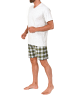 NORMANN Schlafanzug kurzarm Shorty mit karierter Jersey Hose in grau-mel.