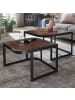 KADIMA DESIGN Couchtisch 2er Set Mango Massivholz/Metall Sofatisch Dunkel in Dunkelbraun