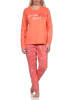 NORMANN Verspielte Pyjama lang Schlafanzug floralem Muster - 75119 in apricot