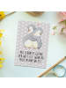 Mr. & Mrs. Panda Postkarte Pinguine Kuscheln mit Spruch in Grau Pastell