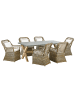 Beliani 7-tlg Gartentisch Set MAROS/OLBIA in Naturfarben/Grau/Beige