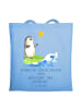 Mr. & Mrs. Panda Shopping Tasche Pinguin Surfer mit Spruch in Sky Blue