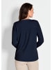 GOLDNER Blusenshirt Elegantes Chiffonshirt mit Jersey-Details in marine