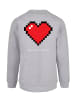 F4NT4STIC Sweatshirt Pixel Herz Happy New Year Silvester in grau meliert