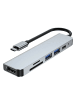 TechProtect 6in1 Multifunktionsadapter V4 USB-C – USB-A/ USB-C/ HDMI /Micro SD /TF in Grau
