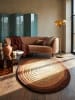 KADIMA DESIGN Teppich Wolle PARRET Abstrakt Wohnzimmer Modern Ei-Form in Terrakotta