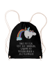 Mr. & Mrs. Panda Gym Beutel Einhorn Fliegendes Pferd mit Spruch in Schwarz