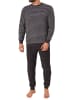 NORMANN Frottee Schlafanzug Bündchen Streifen - 67679 in grau