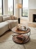 KADIMA DESIGN Couchtisch 58x58x35 cm Massivholz / Metall Sofatisch Rund