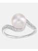 Diamant L'éternel Ring aus 375 Weißgold mit 0.06 Karat Diamant mit Perle