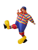 tectake Buntes Clownskostüm mit Hosenträgern, Fliege und Hut, bunt