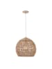 home24 home24 Pendelleuchte 1-flammig aus Leinen & Eisen in Braun, 40 x 190 x 40 cm in Braun