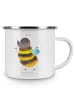 Mr. & Mrs. Panda Camping Emaille Tasse Hummel flauschig ohne Spruch in Weiß